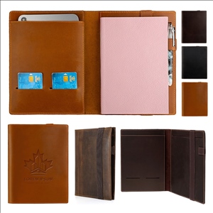 A5/B5 Genuine Leather Portfolio with Card Slots Pen Holder